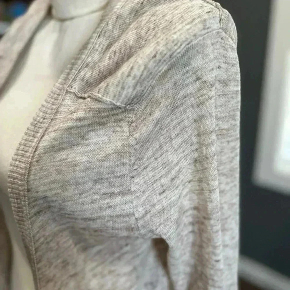 Aerie Long Cardigan Button Front Womens Size Medium Oatmeal Cozy Cotton Pockets - Picture 2 of 7
